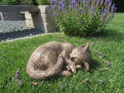 Rottenecker Bronzefigur Katze, kuschelnd