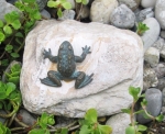 Rottenecker Bronzefigur Mini-Frosch auf Stein